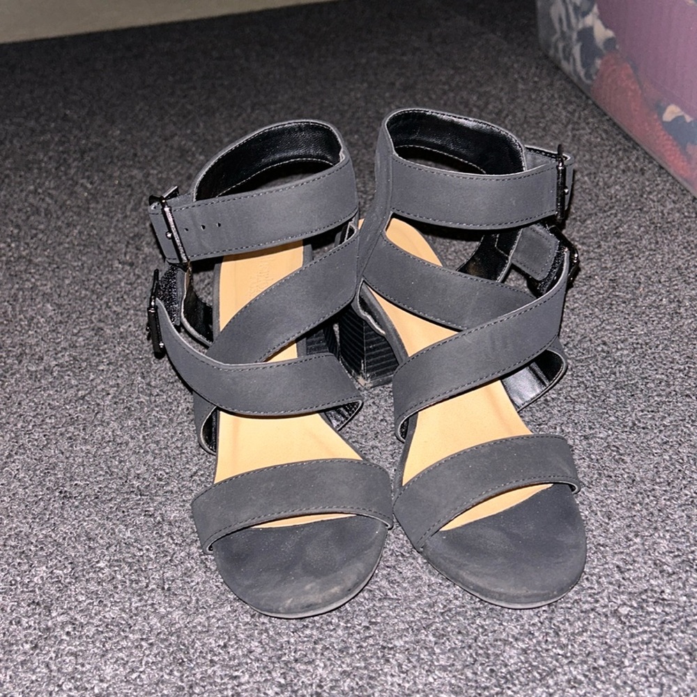 Black strappy heels